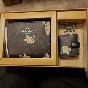 Coach small wallet snowman print
